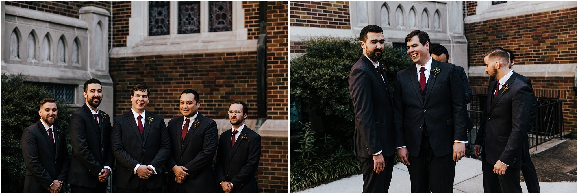 Candid shots with groomsmen 